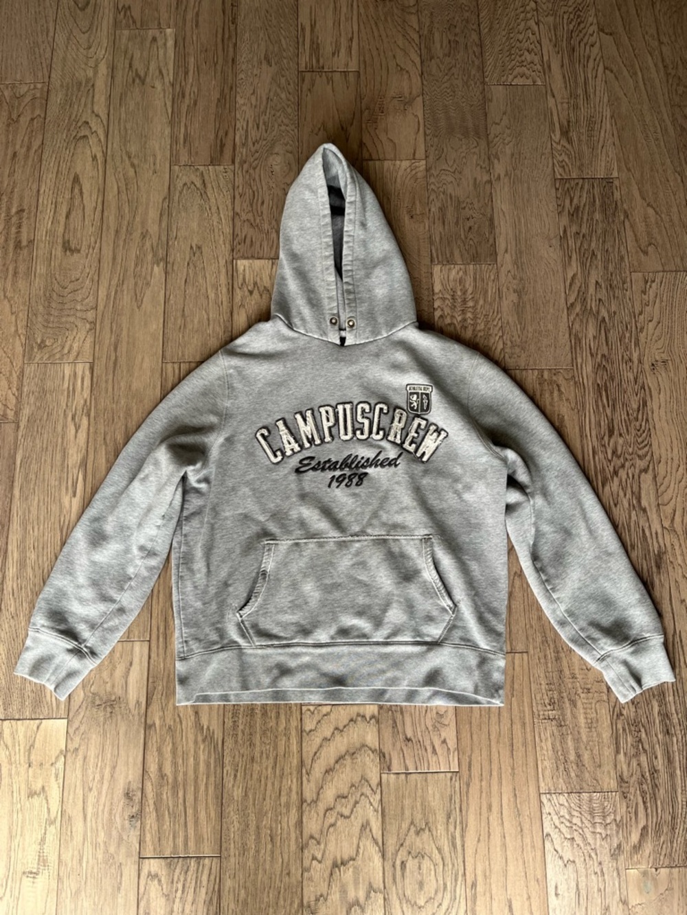 Campus Crew Gray Pullover Hoodie Sweatshirt